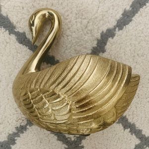 Vintage Gold Swan Planter / Trinket Holder